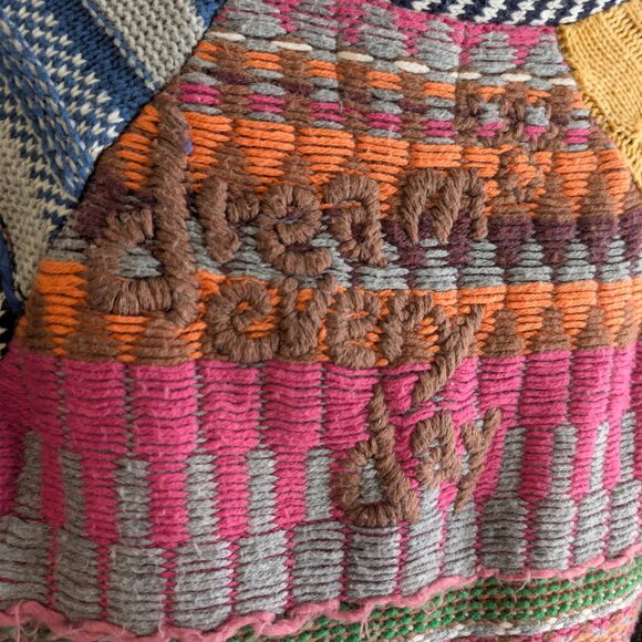 Desigual Women's Multicolor Patchwork Geometric Knit Zip-Up Cardigan Sweater - Picture 4 of 10